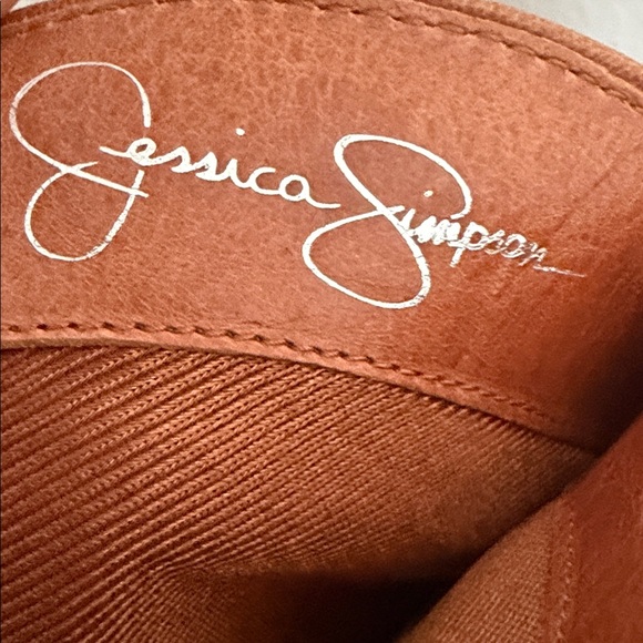 Jessica Simpson Cognac Leather Western High Heel Boots - Picture 2 of 8